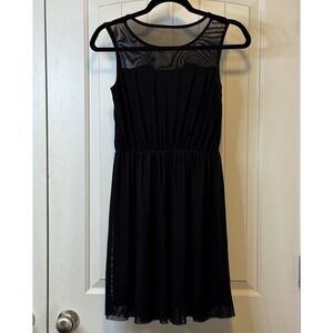 Jack Women's Black Sheer/Tulle Dress Sleeveless Knee Length Elastic Waist Sz 2 #